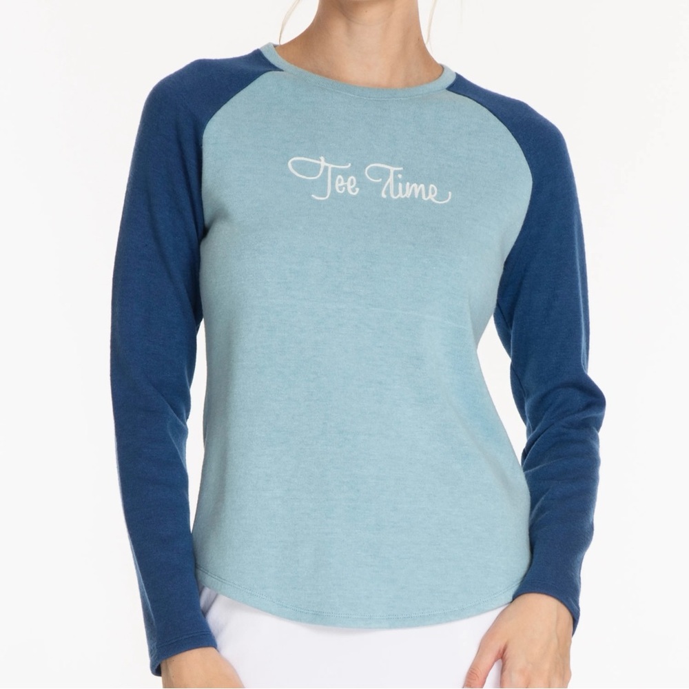 Sport Haley Blue Golf Tee Time Embroidered Long Sleeve Crew Sweater Womens XL